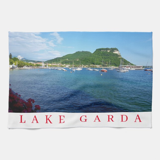 Teetuch mit Aussicht auf den Gardasee Geschirrtuch (Horizontal)