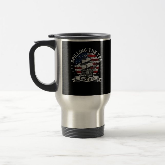Teeüberzug seit 1773 Red White Blue Funny 4 Reisebecher (Links)