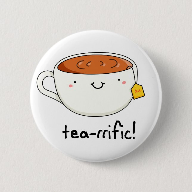 Teevoller Funny Cup of Tea Pun Button (Vorderseite)