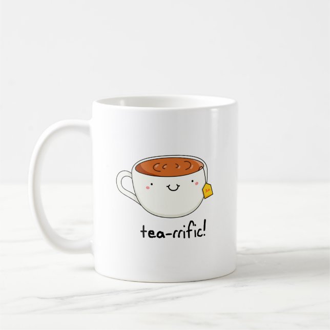 Teevoller Funny Cup of Tea Pun Kaffeetasse (Links)