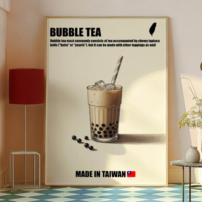 Teewall Kunst, Boba Drink Trendy Küche Poster (Bubble Tea)