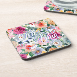 Teezeit Blumen Getränkeuntersetzer