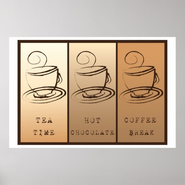 Teezeit, heiße Schokolade, Kaffeepause Poster (Vorne)