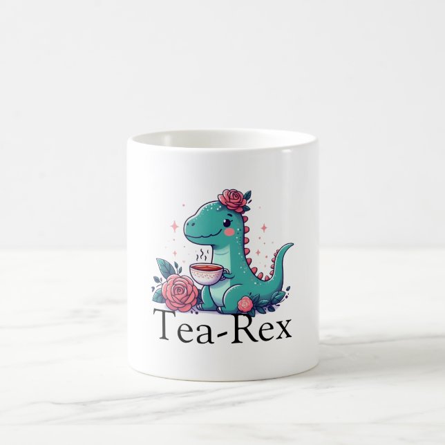 Teezeit mit einem Dino Kaffeetasse (Mittel)