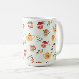 Teezeit Nahtloses Muster Kaffeetasse