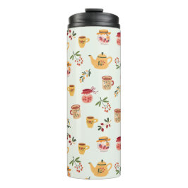 Teezeit Nahtloses Muster Thermosbecher