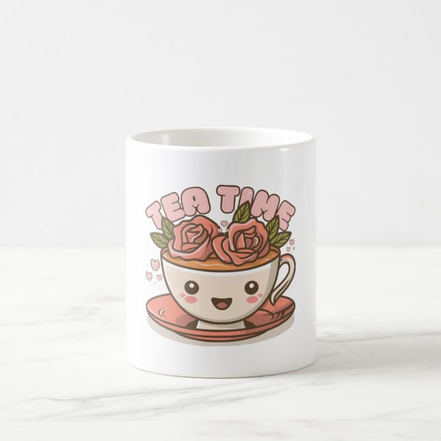 Teezeit-Rosentee Kawaii Kaffeetasse (Mittel)