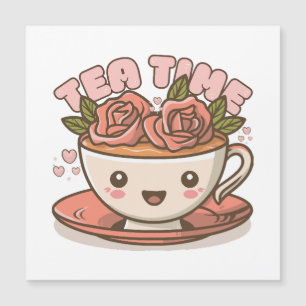 Teezeit-Rosentee Kawaii Magnetkarte