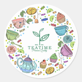 Teezeit Runder Aufkleber