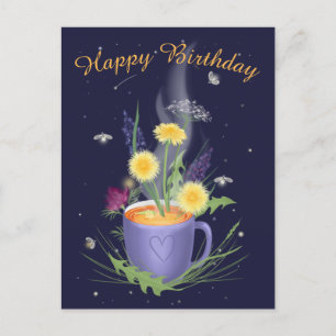 Teezeit Sommerblumen Postkarte