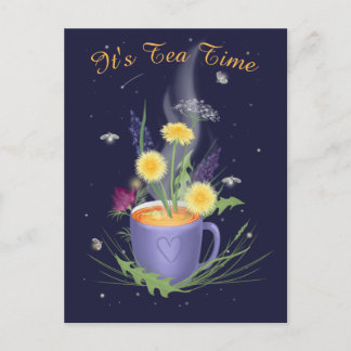 Teezeit Sommerblumen Postkarte