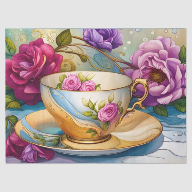 Teezeit - Tee-Cup Art Seidenpapier (Vorderseite)