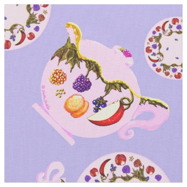 Teezeit Teekessel Teakup Plate Kupfer Kettle Muste Stoff (Nahaufnahme)