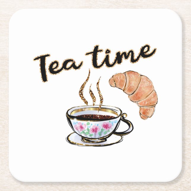 Teezeit Untersetzer, Tee-Party, Tee-Party Rechteckiger Pappuntersetzer (Vorderseite)