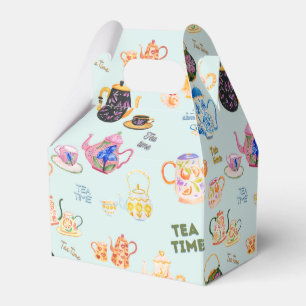 Teezeitmuster - Teebecher und Teekanne in Geschenkschachtel