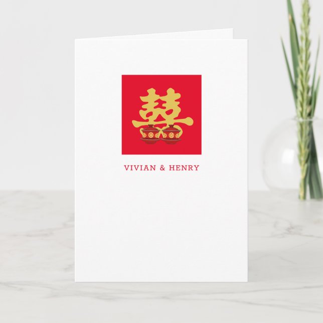 Teezeremonie des doppelten Glücks | Chinesische Ho Karte (Vorderseite)