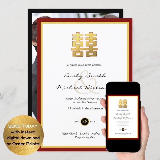 Teezeremonie Einladung Foto Doppeltes Glück (Von Creator hochgeladen)