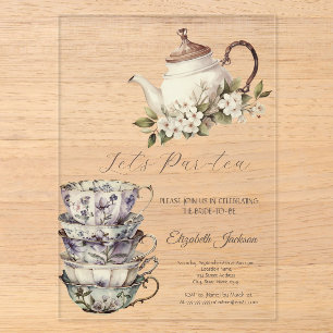 Teezeremonie Set Cup Teapot Blume Gold Brautparty Acryleinladungen