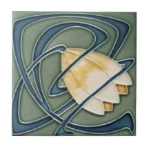 tegel met jugendstill afbeelding