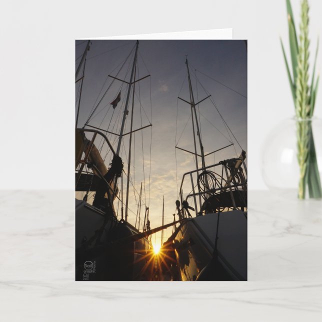 Tegenlicht bij 2 zeilboten in de haven. karte (Vorderseite)