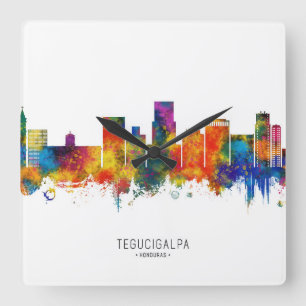 Tegucigalpa Honduras Skyline Quadratische Wanduhr