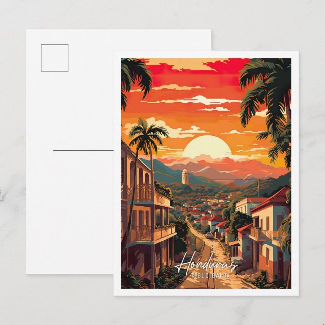 Tegucigalpa Honduras Vintage Reise Illustration Postkarte (Vorne/Hinten)