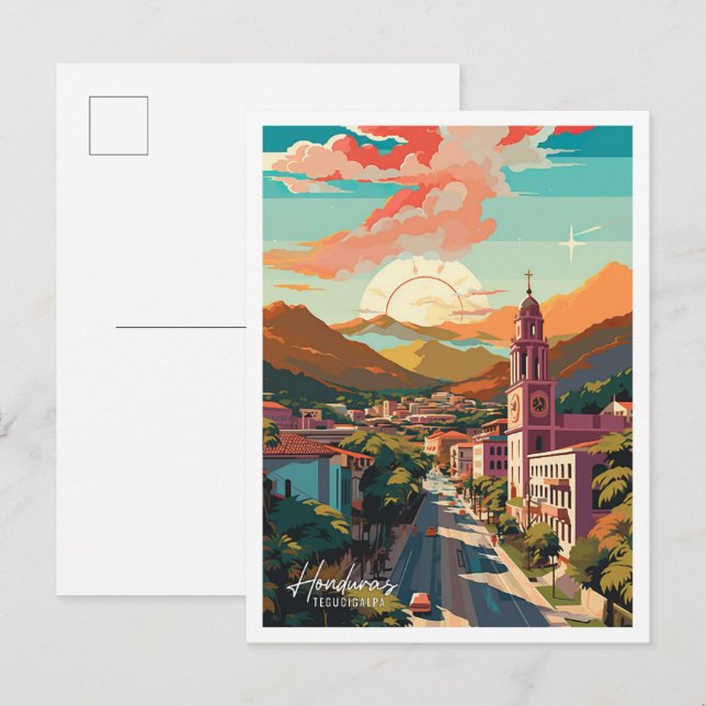 Tegucigalpa Honduras Vintage Reise Illustration Postkarte (Vorne/Hinten)