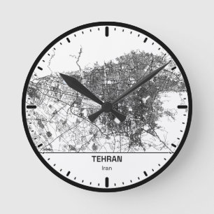 Teheran Clock City Line Art Runde Wanduhr