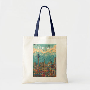 Teheran Iran Illustration Travel Art Vintag Tragetasche