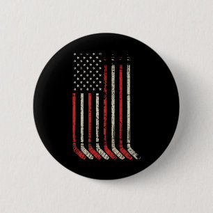 Teich Hockeyspieler Amerikanische Flagge Shinny Button
