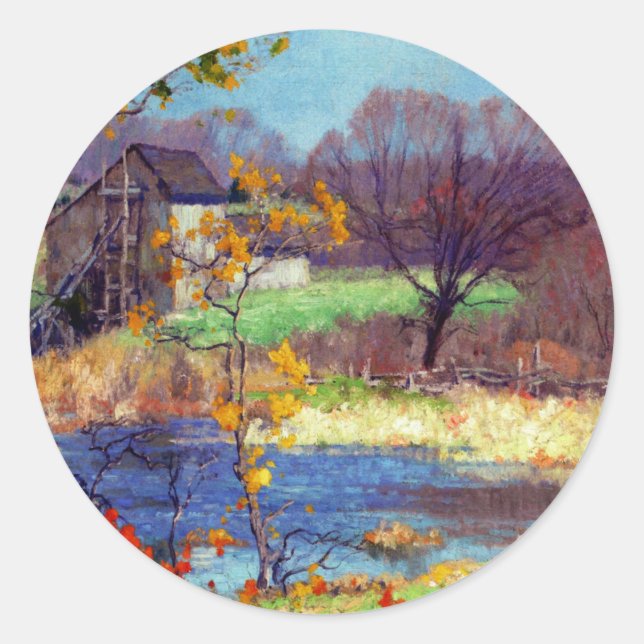 Teich in Old Lyme, Connecticut Runder Aufkleber (Vorderseite)