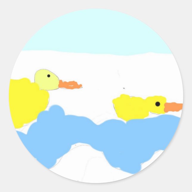 Teich mit Enten Runder Aufkleber (Vorderseite)