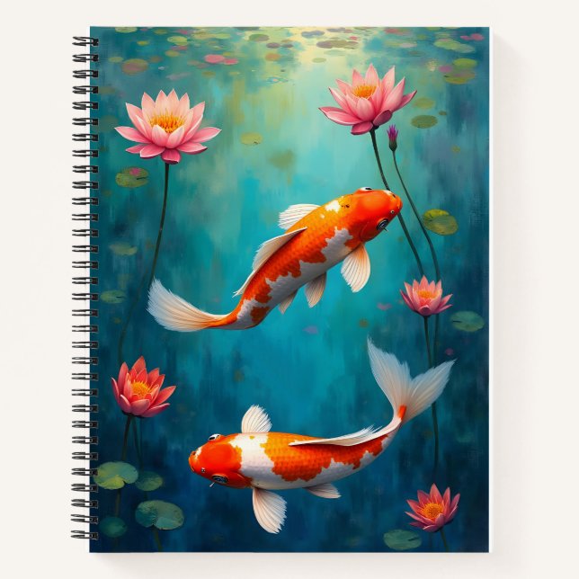 Teich mit Koi und Seerosen Notizbuch (Vorderseite)