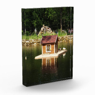 Teich mit Vogelhaus Fotoblock