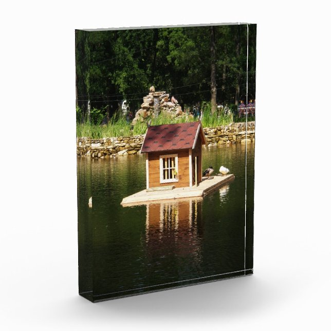 Teich mit Vogelhaus Fotoblock (Links)