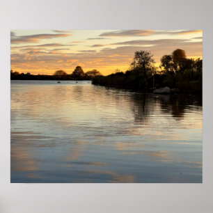Teich-Wasserlandschaft-Sonnenuntergang-Foto-Poster Poster