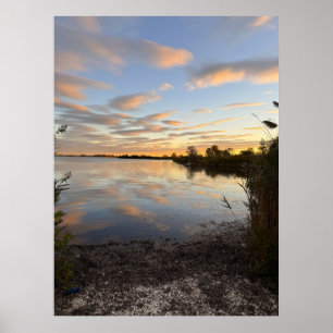 Teich-Wasserlandschaft-Sonnenuntergang-Foto-Poster Poster
