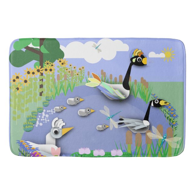 Teiches im Cartoon mit Gänsen und Enten Badematte (Vorderseite)