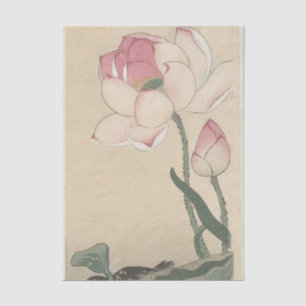 Teichhuhn mit Lotusblumen von Ohara Koson Seidenpapier