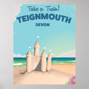 Teignmouth Strand Devon Vintage Reiseposter Poster