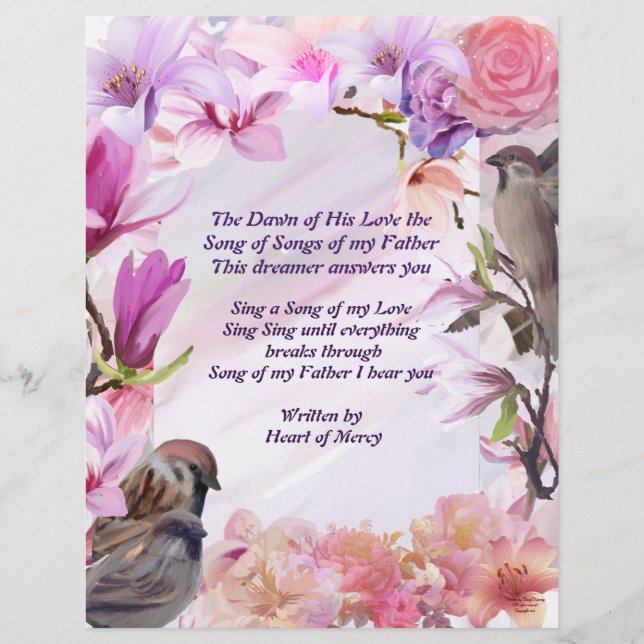 Teil 2 seiner Liebe Lied to Me Floral Stationary (Vorderseite)