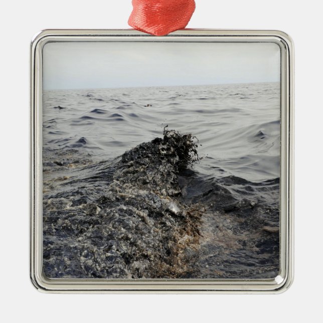 Teil einer Ölpest im Golf von Mexiko Silbernes Ornament (Vorne)