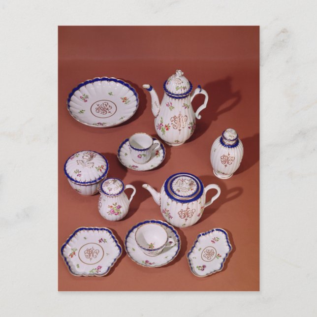 Teil eines Worcester mit Monogramm Teeservice Postkarte (Vorderseite)