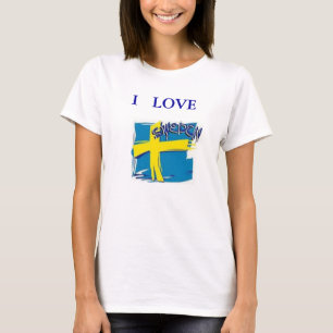 TEIL SCHWEDEN FLAG BLUE UND YELLOW I LIEBE T-Shirt