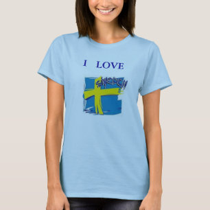 TEIL SCHWEDEN FLAG BLUE UND YELLOW I LIEBE T-Shirt