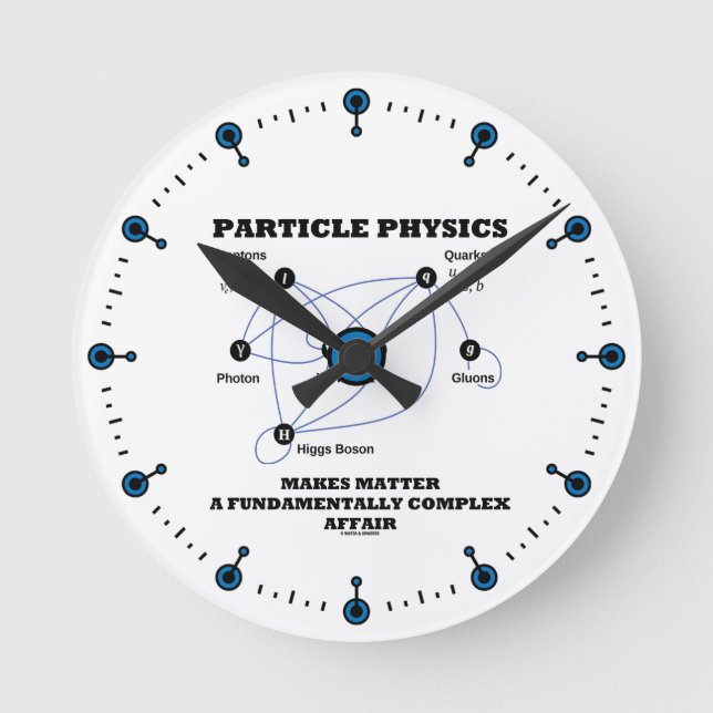 Teilchenphysik macht die Materie grundlegend Runde Wanduhr (Vorderseite)