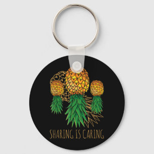 Teilen Ist Kümmern Ananas Hawaii Frucht Sommer Schlüsselanhänger