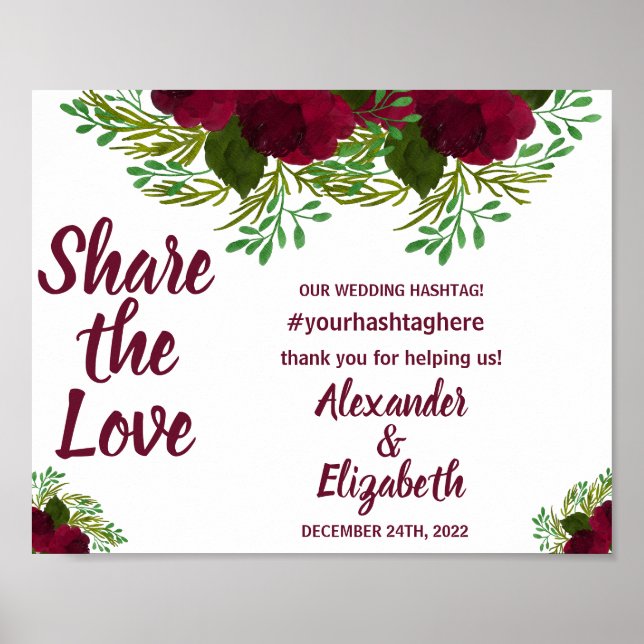 Teilen Sie das RedFlower-Zeichen der Liebe Social  Poster (Vorne)