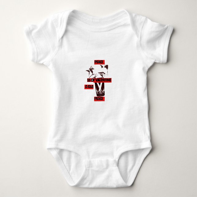 Teilen Sie die Liebe: Ein Glas Walentiner Friedens Baby Strampler (Vorderseite)