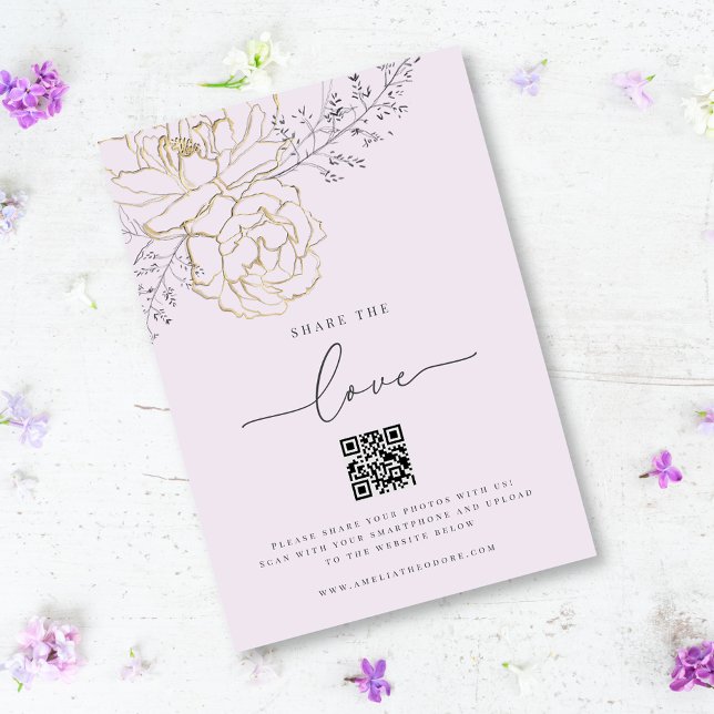 Teilen Sie die Liebe Lilac Wedding Foto mit QR Cod Begleitkarte (Von Creator hochgeladen)